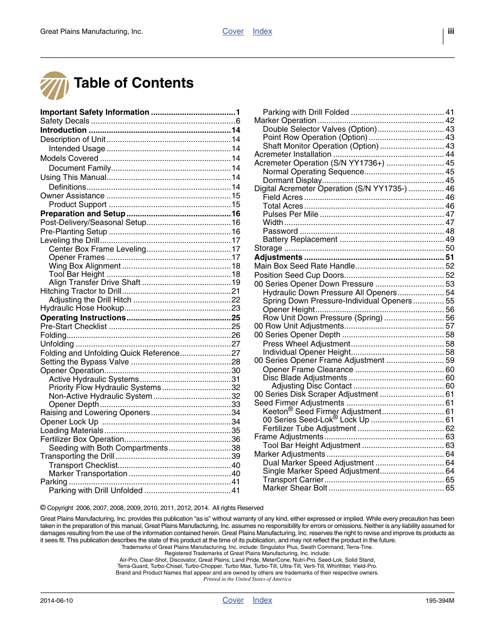 Great Plains 3S-4000F Operator Manual User Manual | Page 3 / 114