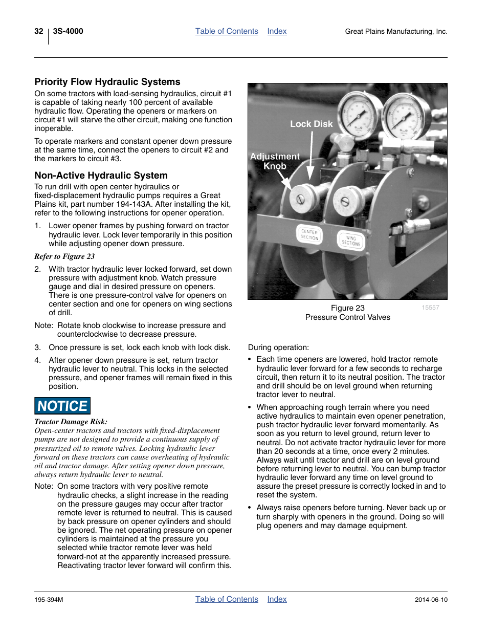Priority flow hydraulic systems, Non-active hydraulic system | Great Plains 3S-4000F Operator Manual User Manual | Page 36 / 114