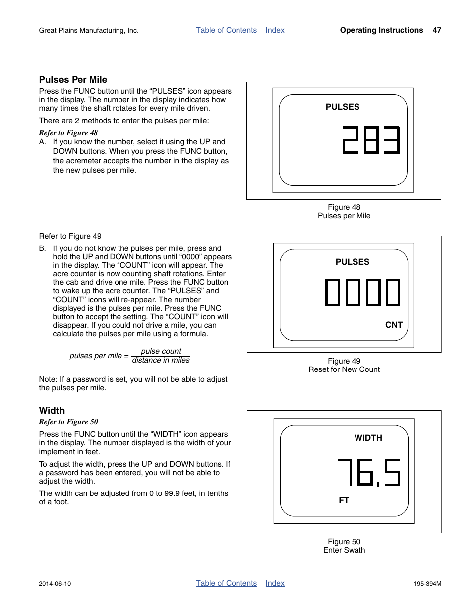 Pulses per mile, Width, Pulses per mile width | Great Plains 3S-4000F Operator Manual User Manual | Page 51 / 114