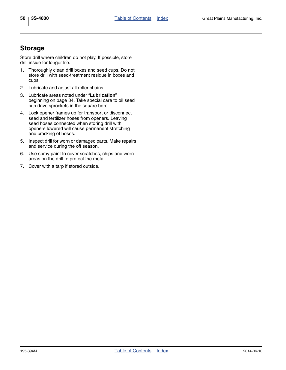 Storage | Great Plains 3S-4000F Operator Manual User Manual | Page 54 / 114
