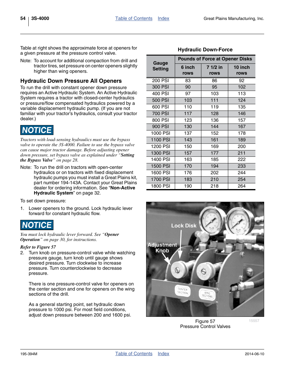 Hydraulic down pressure all openers | Great Plains 3S-4000F Operator Manual User Manual | Page 58 / 114