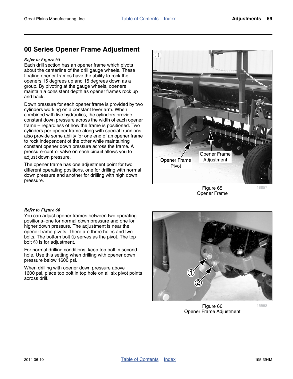 00 series opener frame adjustment | Great Plains 3S-4000F Operator Manual User Manual | Page 63 / 114