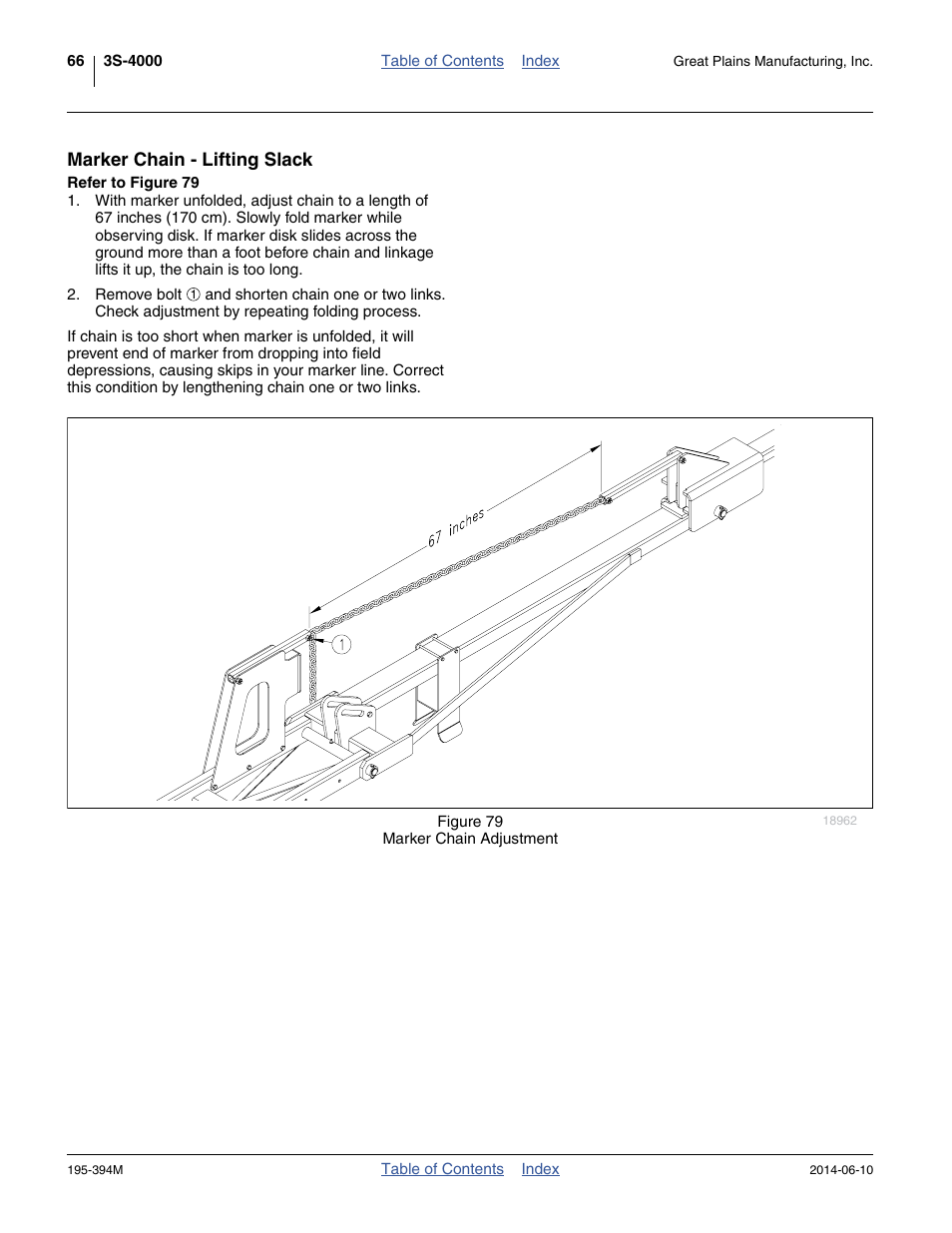 Marker chain - lifting slack, Refer to figure 79 | Great Plains 3S-4000F Operator Manual User Manual | Page 70 / 114