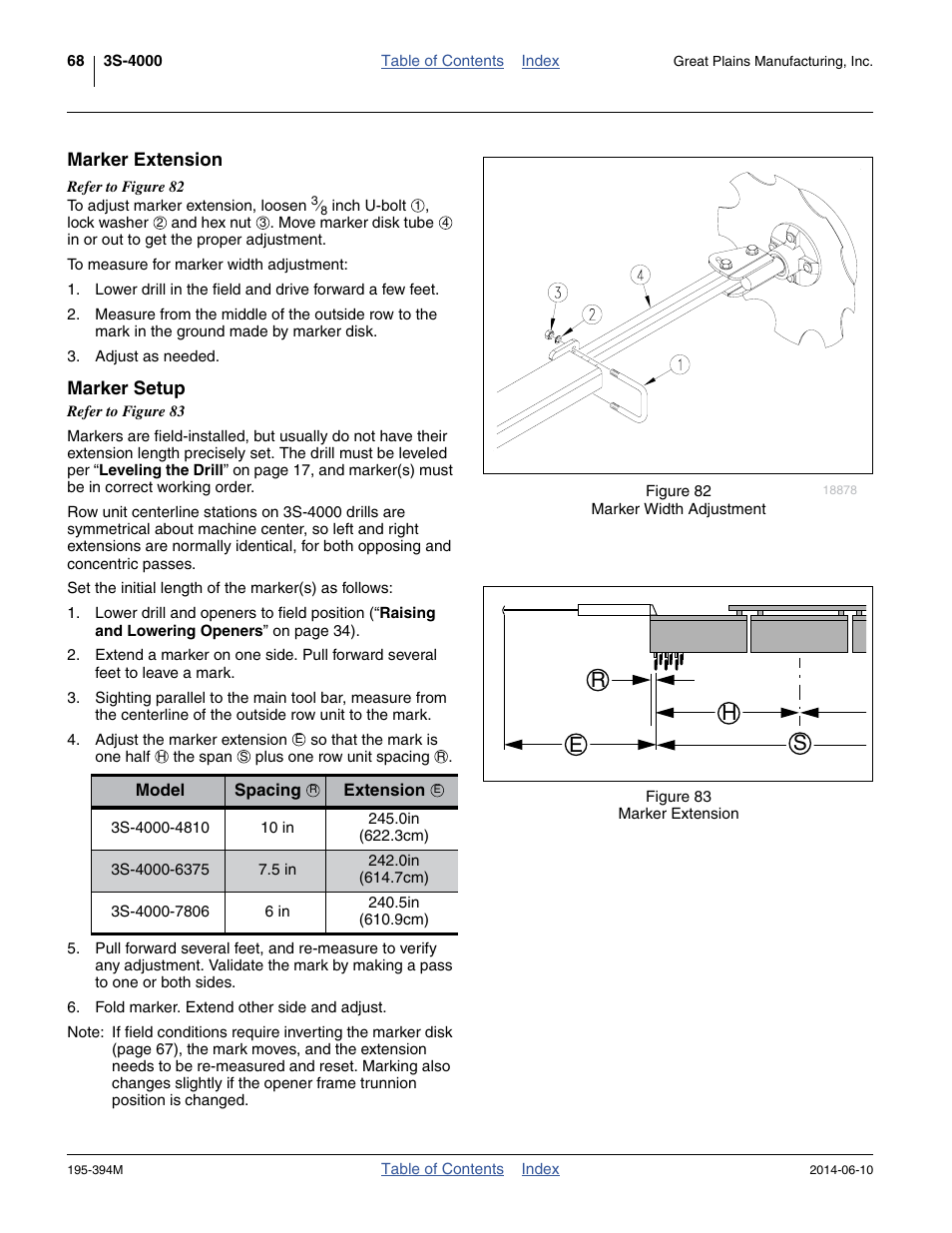 Marker extension, Marker setup, Marker extension marker setup | Re h s | Great Plains 3S-4000F Operator Manual User Manual | Page 72 / 114