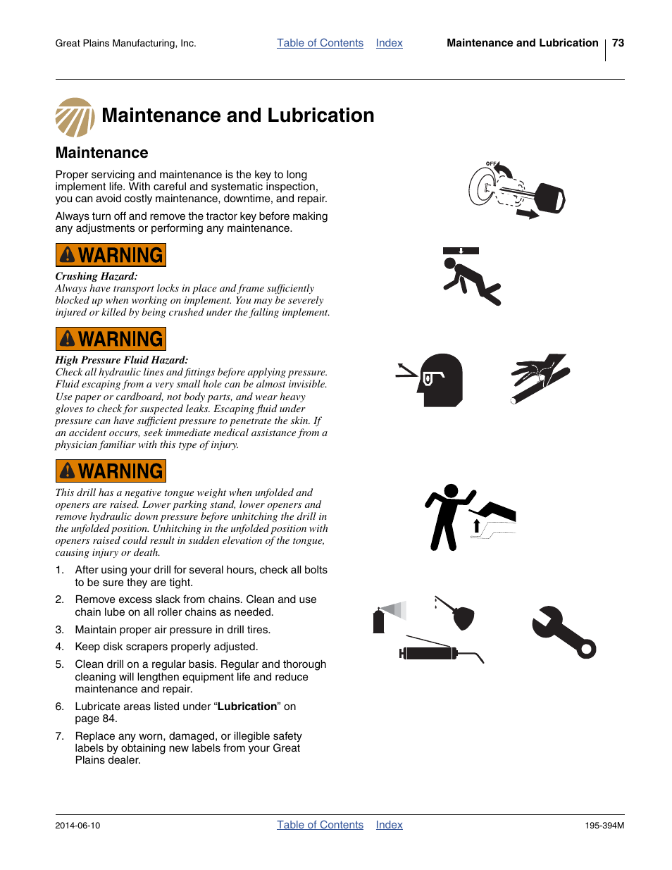 Maintenance and lubrication, Maintenance, Maintenance and lubrication maintenance | Great Plains 3S-4000F Operator Manual User Manual | Page 77 / 114