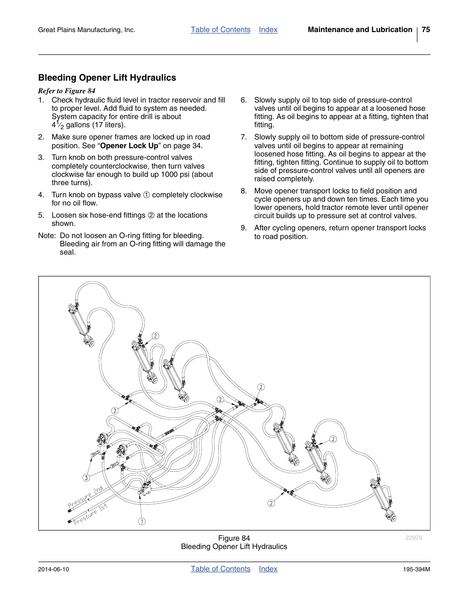 Bleeding opener lift hydraulics | Great Plains 3S-4000F Operator Manual User Manual | Page 79 / 114