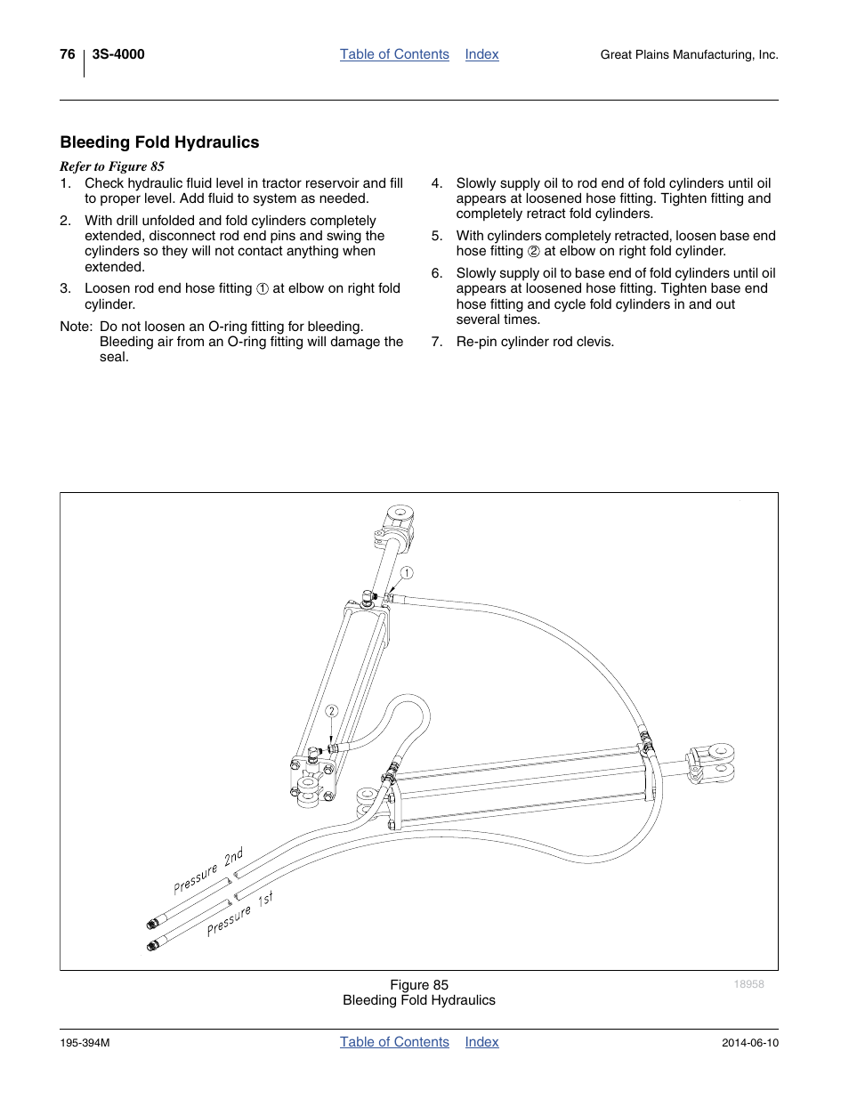 Bleeding fold hydraulics | Great Plains 3S-4000F Operator Manual User Manual | Page 80 / 114