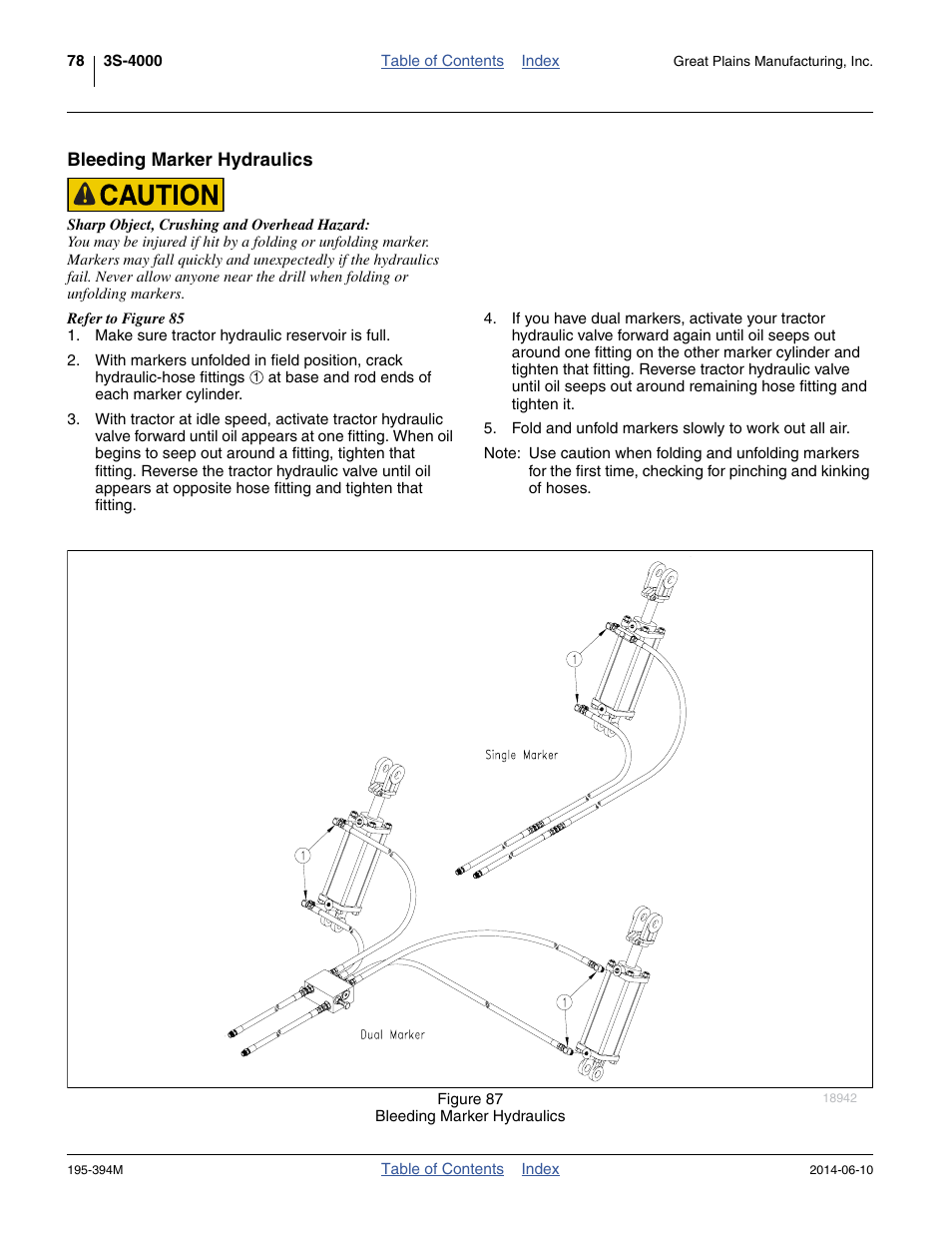 Bleeding marker hydraulics | Great Plains 3S-4000F Operator Manual User Manual | Page 82 / 114