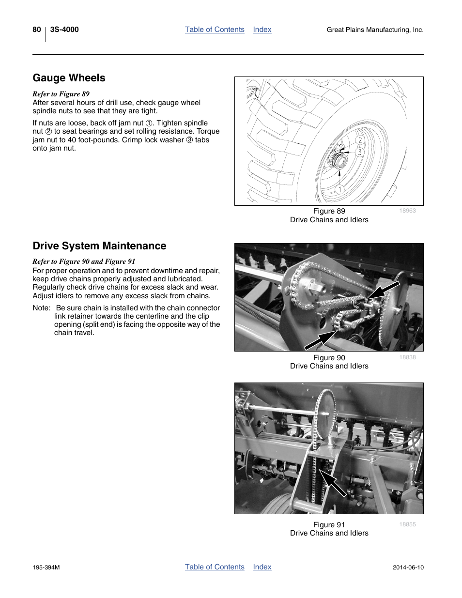 Gauge wheels, Drive system maintenance, Gauge wheels drive system maintenance | Great Plains 3S-4000F Operator Manual User Manual | Page 84 / 114
