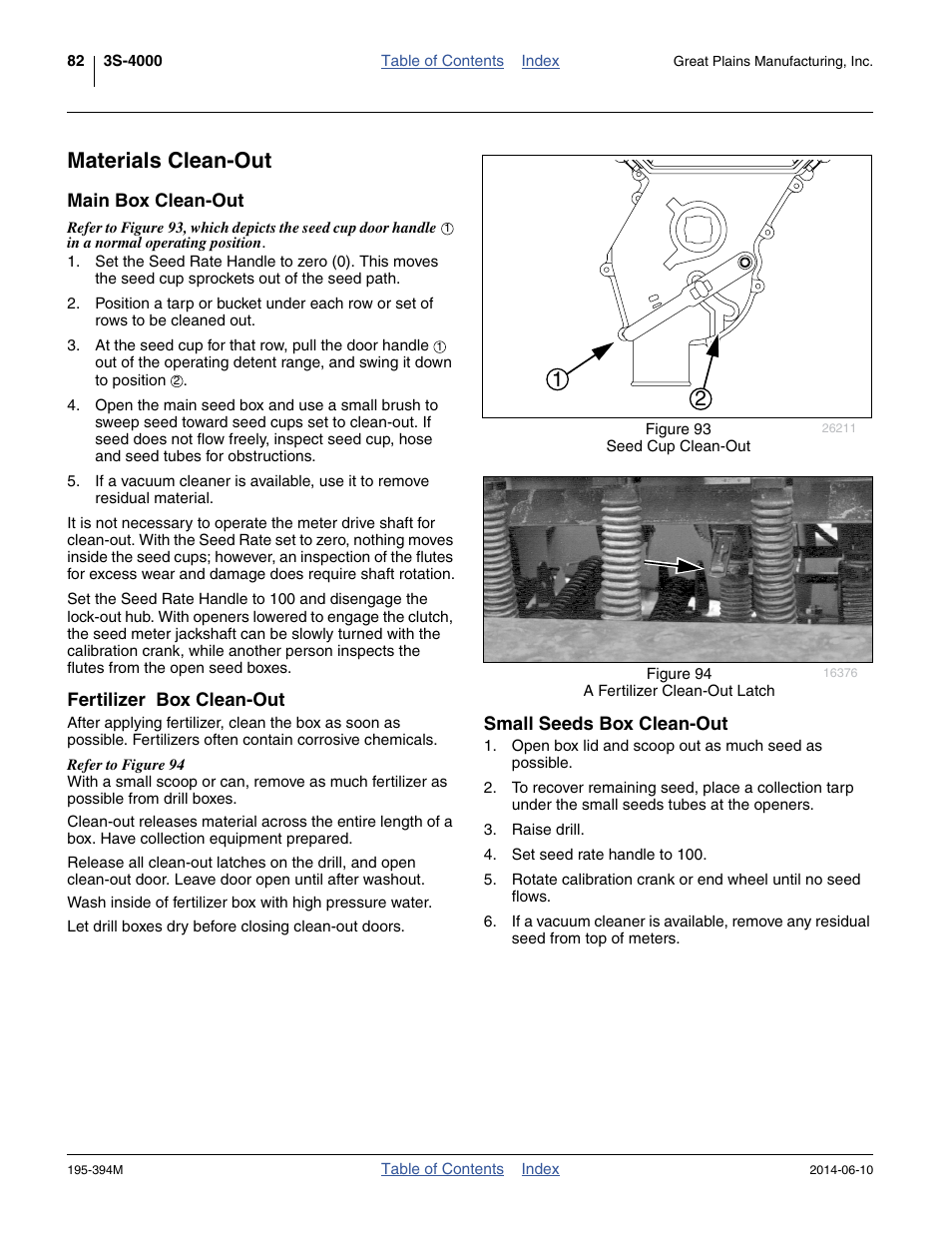 Materials clean-out, Main box clean-out, Fertilizer box clean-out | Small seeds box clean-out, Fertilizer box clean-out small seeds box clean-out | Great Plains 3S-4000F Operator Manual User Manual | Page 86 / 114