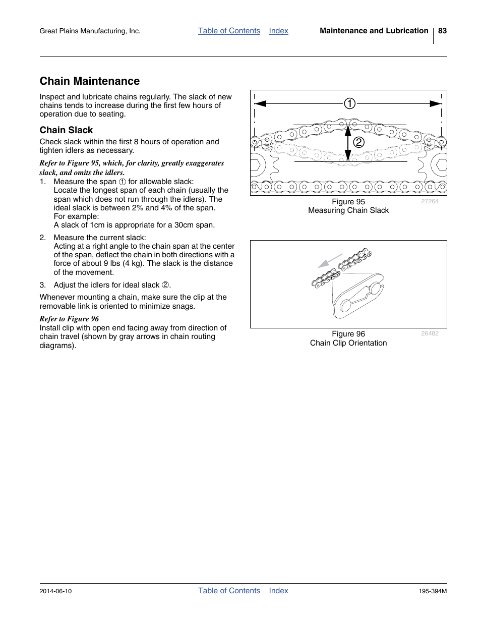 Chain maintenance, Chain slack | Great Plains 3S-4000F Operator Manual User Manual | Page 87 / 114