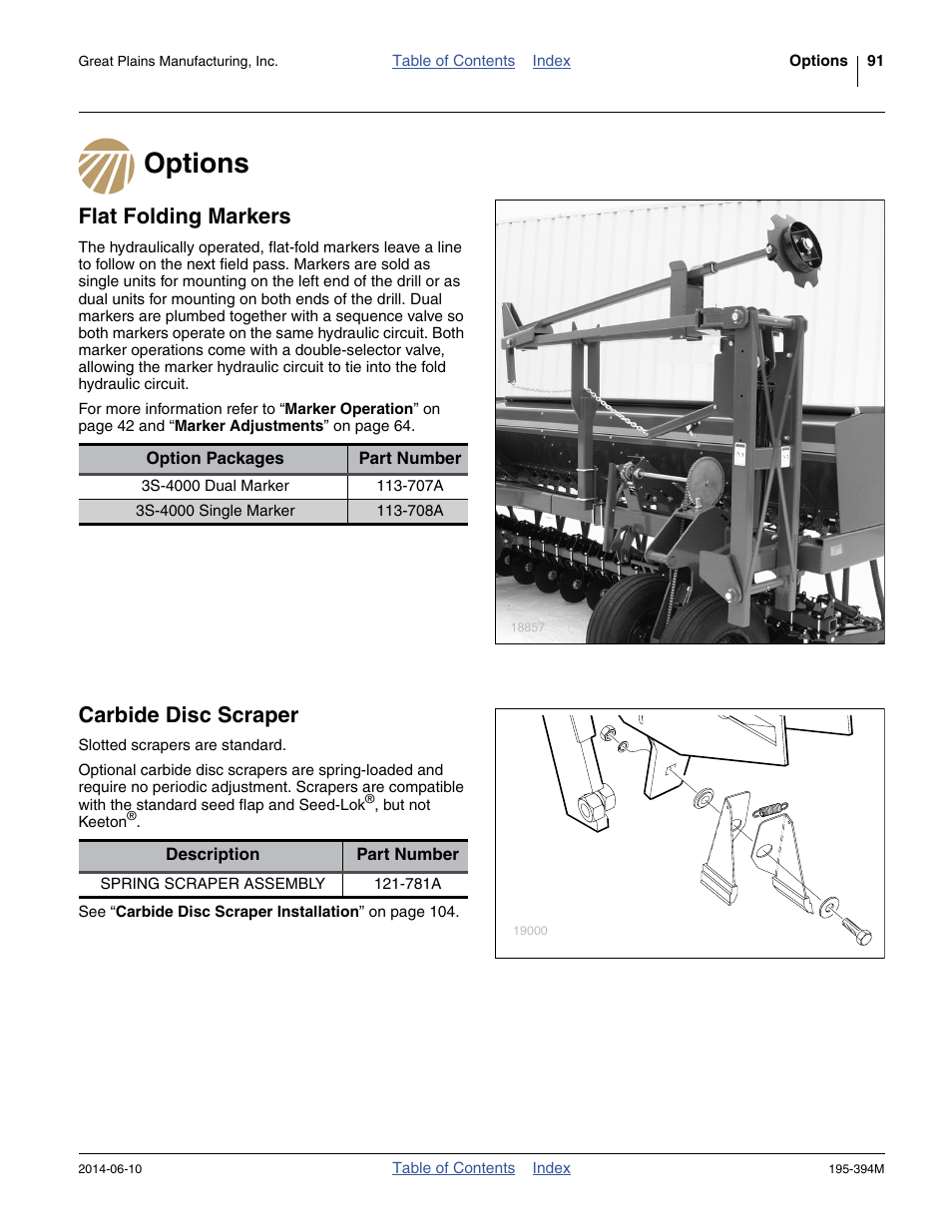 Options, Flat folding markers, Carbide disc scraper | Great Plains 3S-4000F Operator Manual User Manual | Page 95 / 114