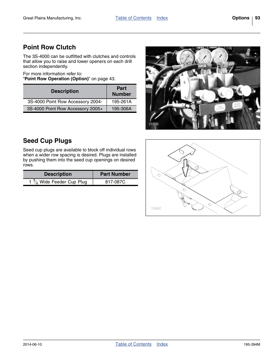 Point row clutch, Seed cup plugs | Great Plains 3S-4000F Operator Manual User Manual | Page 97 / 114