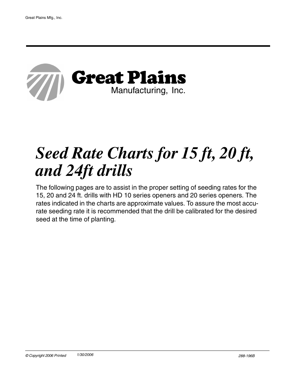 Great Plains 2420F Material Rate User Manual | 11 pages