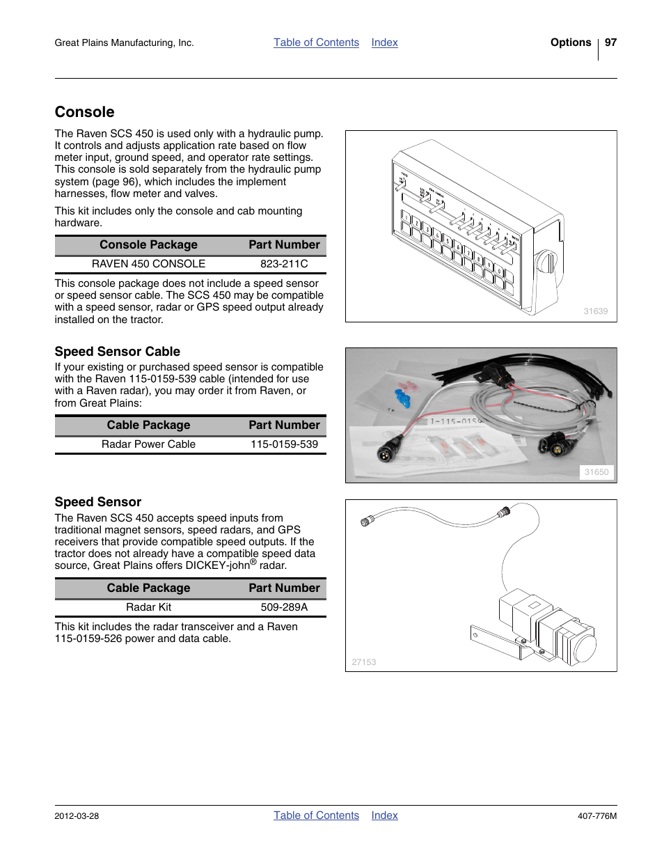 Console, Speed sensor cable, Speed sensor | Great Plains NP4000 40-foot Operator Manual User Manual | Page 101 / 134