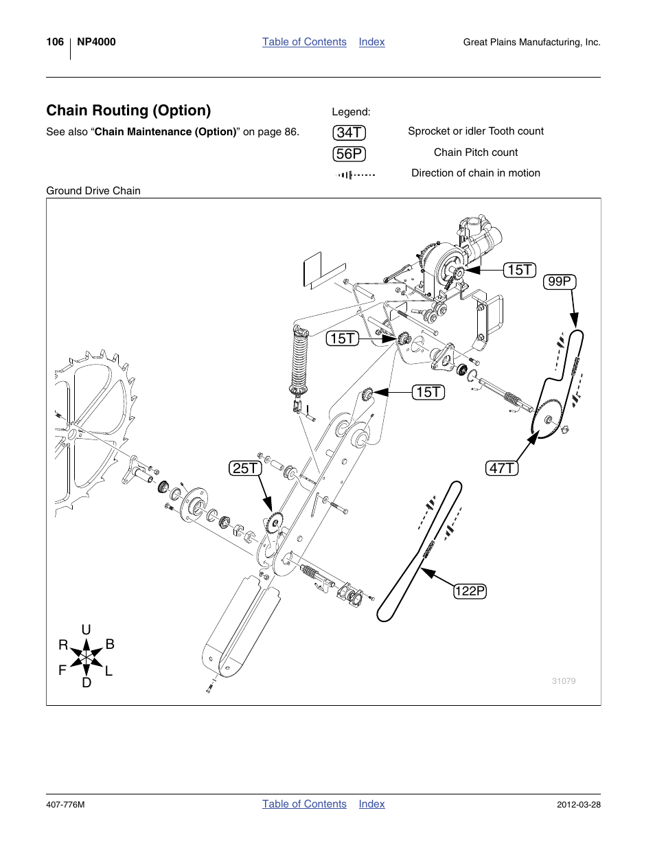Chain routing (option) | Great Plains NP4000 40-foot Operator Manual User Manual | Page 110 / 134