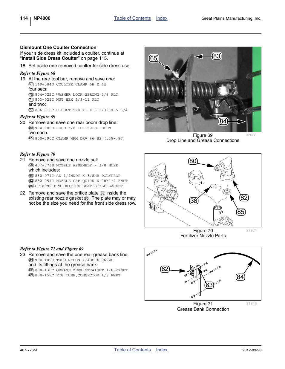 Dismount one coulter connection | Great Plains NP4000 40-foot Operator Manual User Manual | Page 118 / 134