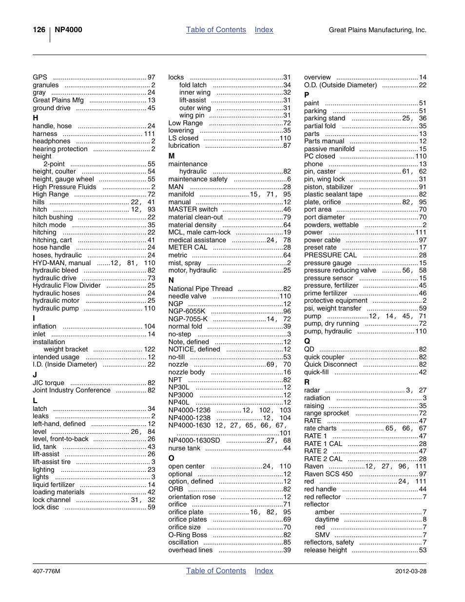 Great Plains NP4000 40-foot Operator Manual User Manual | Page 130 / 134