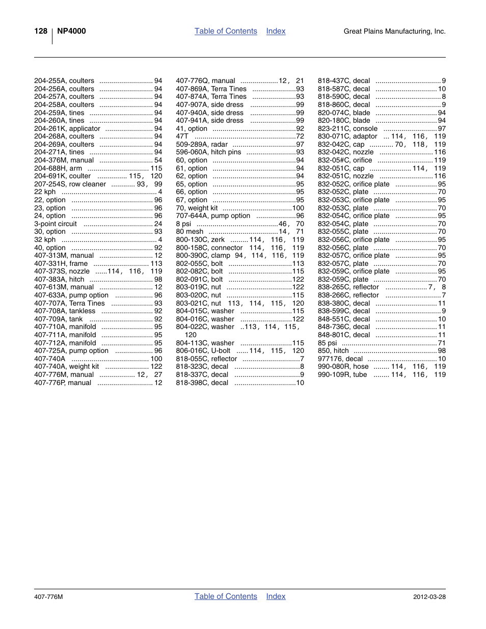 Great Plains NP4000 40-foot Operator Manual User Manual | Page 132 / 134