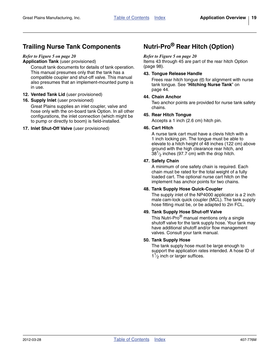 Trailing nurse tank components, Nutri-pro® rear hitch (option), Trailing nurse tank components nutri-pro | Nutri-pro, Rear hitch (option) | Great Plains NP4000 40-foot Operator Manual User Manual | Page 23 / 134