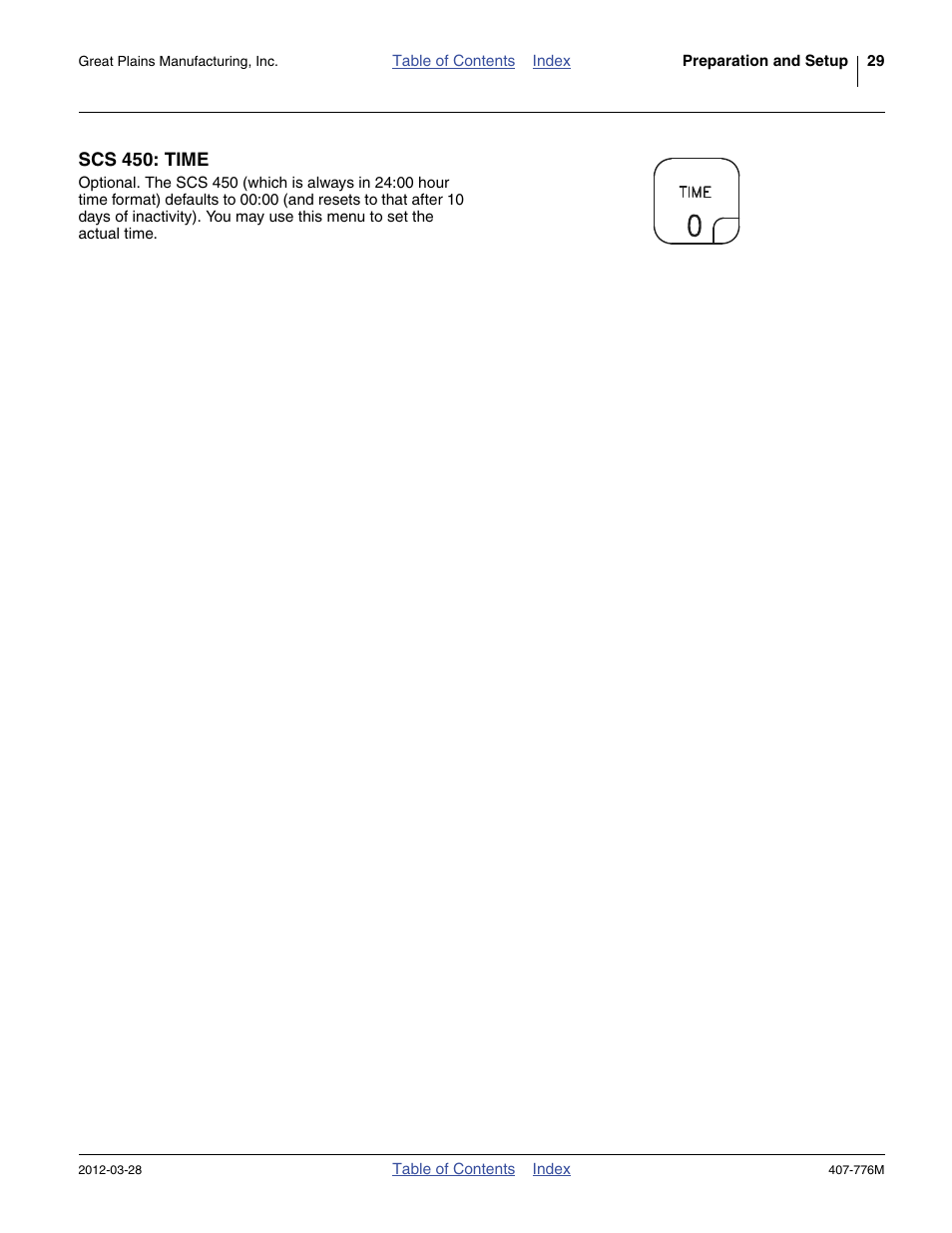 Scs 450: time | Great Plains NP4000 40-foot Operator Manual User Manual | Page 33 / 134