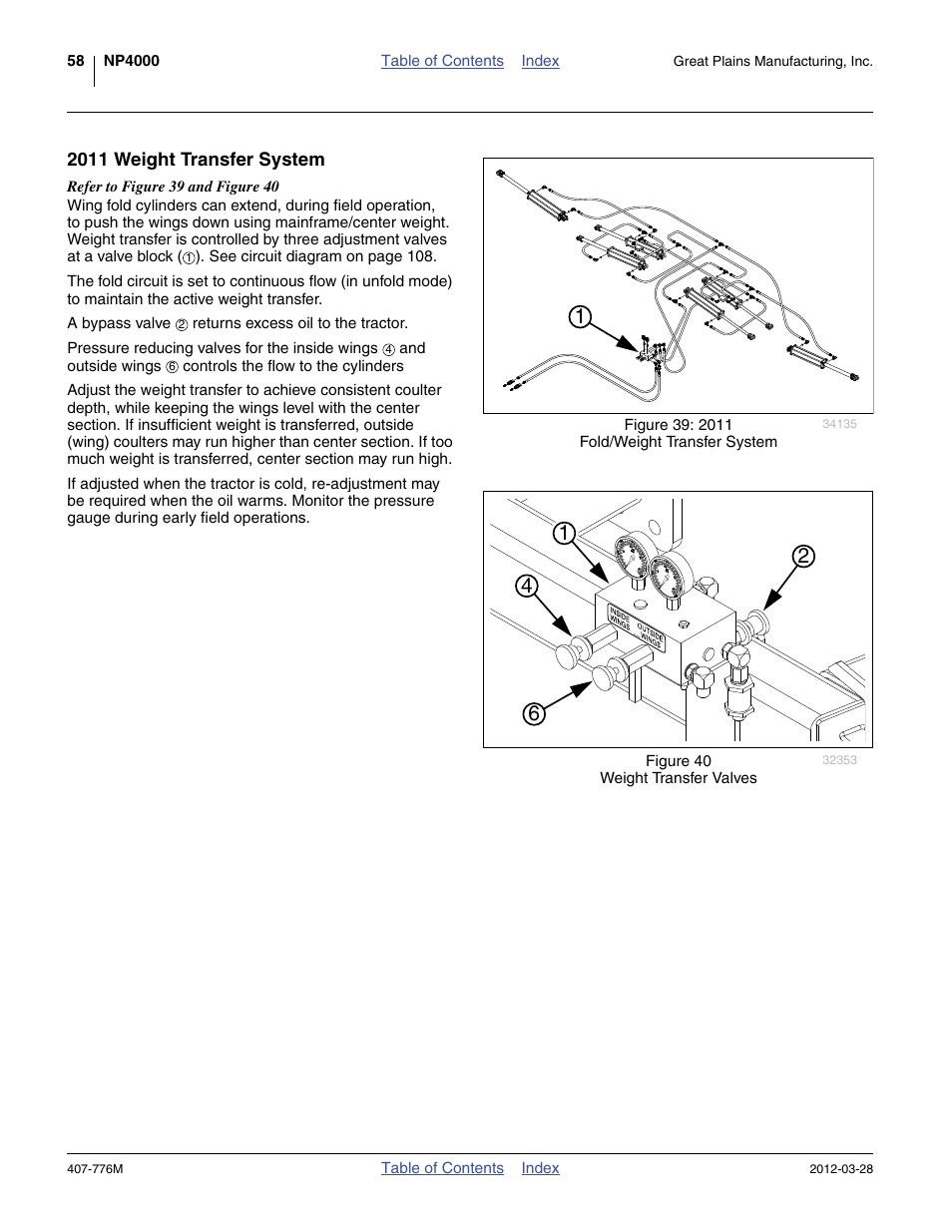 2011 weight transfer system, Refer to figure 39 | Great Plains NP4000 40-foot Operator Manual User Manual | Page 62 / 134