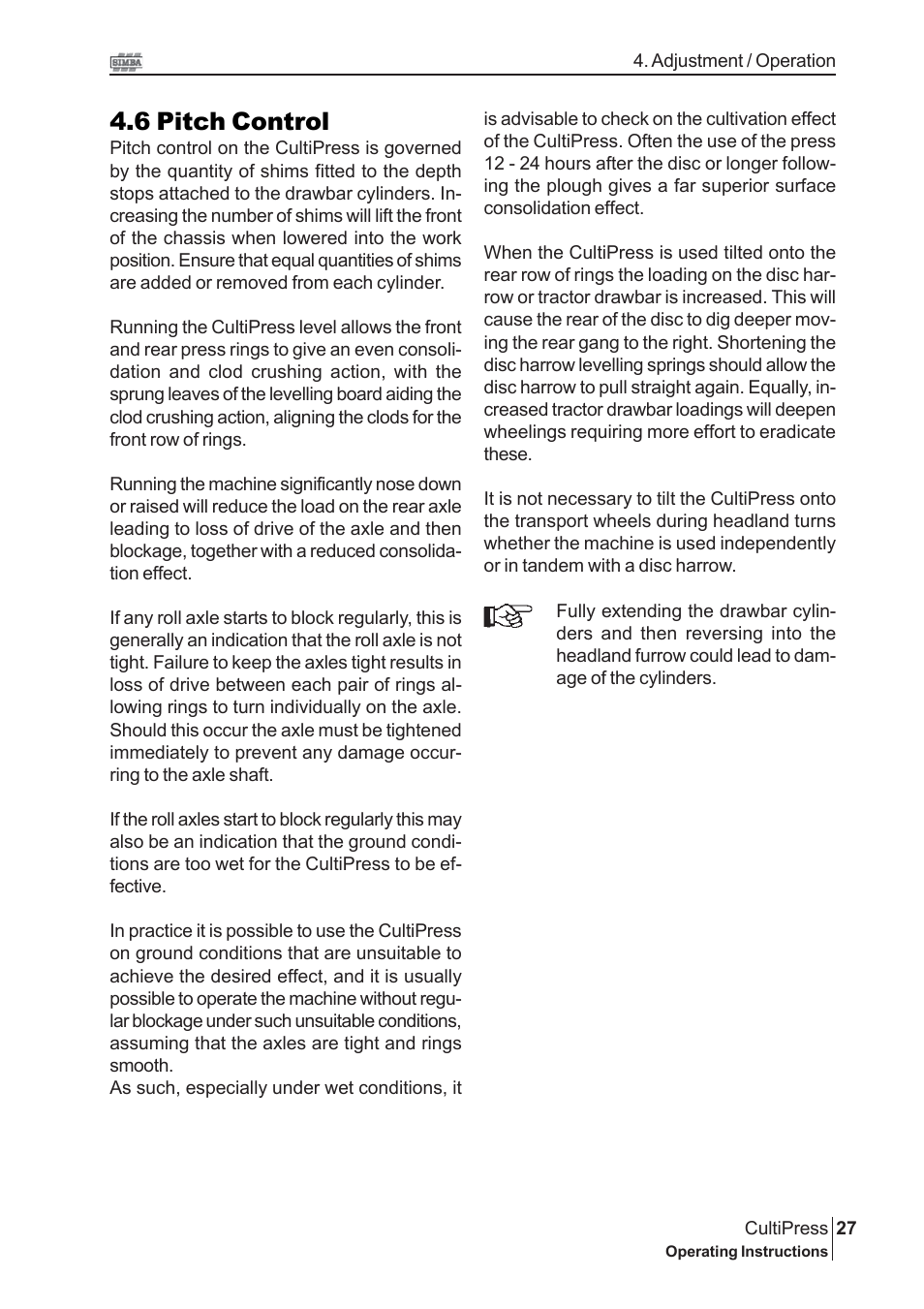 6 pitch control | Great Plains P13114 2009 Operator Manual User Manual | Page 27 / 36