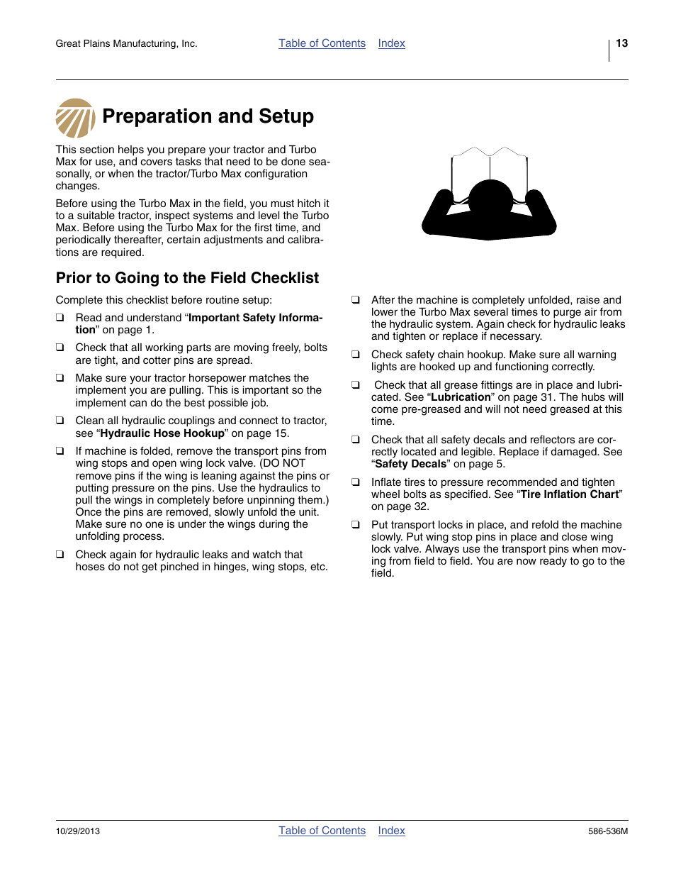 Preparation and setup, Prior to going to the field checklist | Great Plains 3000TM Operator Manual User Manual | Page 17 / 44