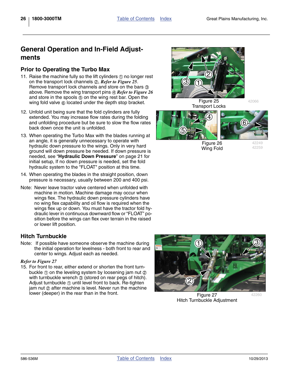 General operation and in-field adjustments, Prior to operating the turbo max, Hitch turnbuckle | Prior to operating the turbo max hitch turnbuckle, General operation and in-field adjust- ments | Great Plains 3000TM Operator Manual User Manual | Page 30 / 44