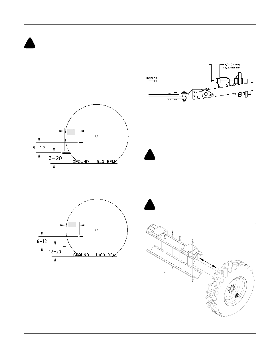 Tractor / pto shaft hook-up axle adjustment, Danger, Caution | Tractor / pto shaft hook-up, Axle adjustment | Great Plains TS1000 Operator Manual User Manual | Page 15 / 37