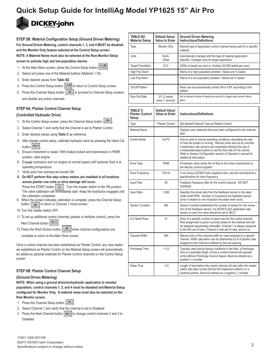 Great Plains YP1625A-3115 31 Row 15-Inch Quick Start User Manual | Page 2 / 6