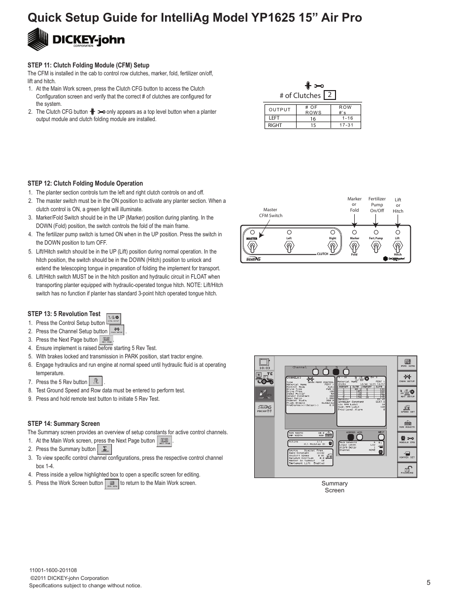 Of clutches 2 | Great Plains YP1625A-3115 31 Row 15-Inch Quick Start User Manual | Page 5 / 6