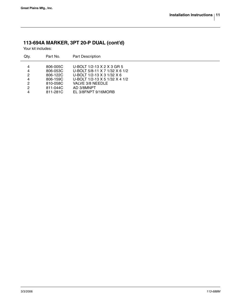 Great Plains 2020P Assembly Instructions User Manual | Page 11 / 11