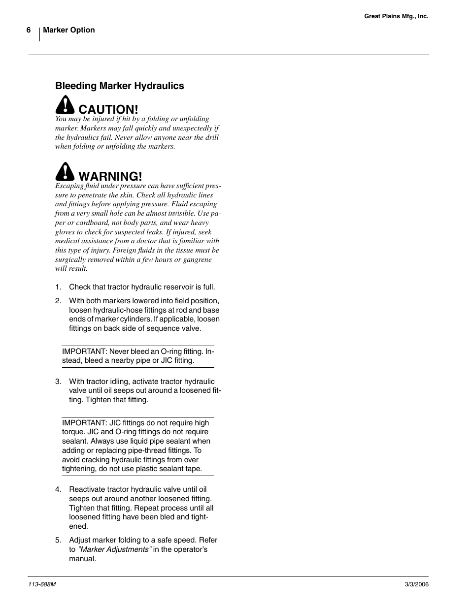 Caution, Warning | Great Plains 2020P Assembly Instructions User Manual | Page 6 / 11
