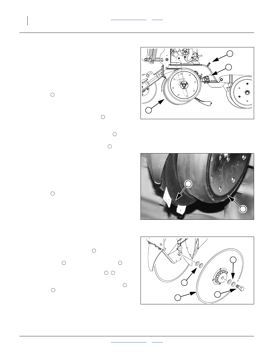 Row-unit opener disk adjustments, Setting planting depth, Opener disc contact region | Adjusting disc contact | Great Plains YP825A3P Operator Manual User Manual | Page 56 / 128