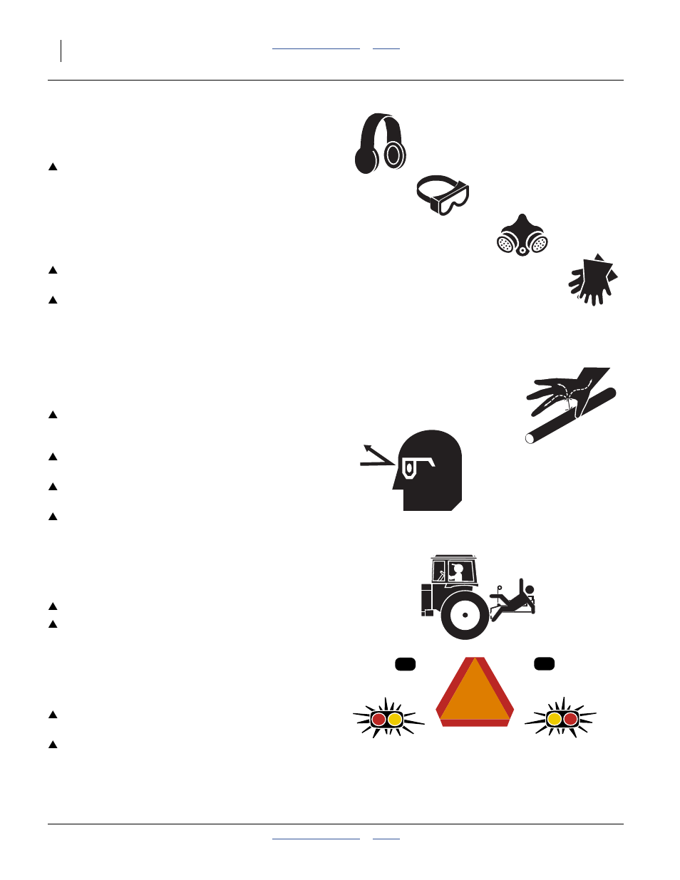Wear protective equipment, Avoid high pressure fluids, Keep riders off machinery | Use safety lights and devices | Great Plains YP825A3P Operator Manual User Manual | Page 6 / 128