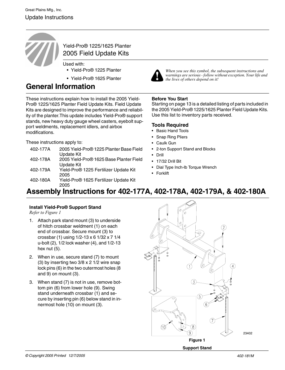 Great Plains Yield-Pro 1625 Planter 2005 User Manual | 15 pages