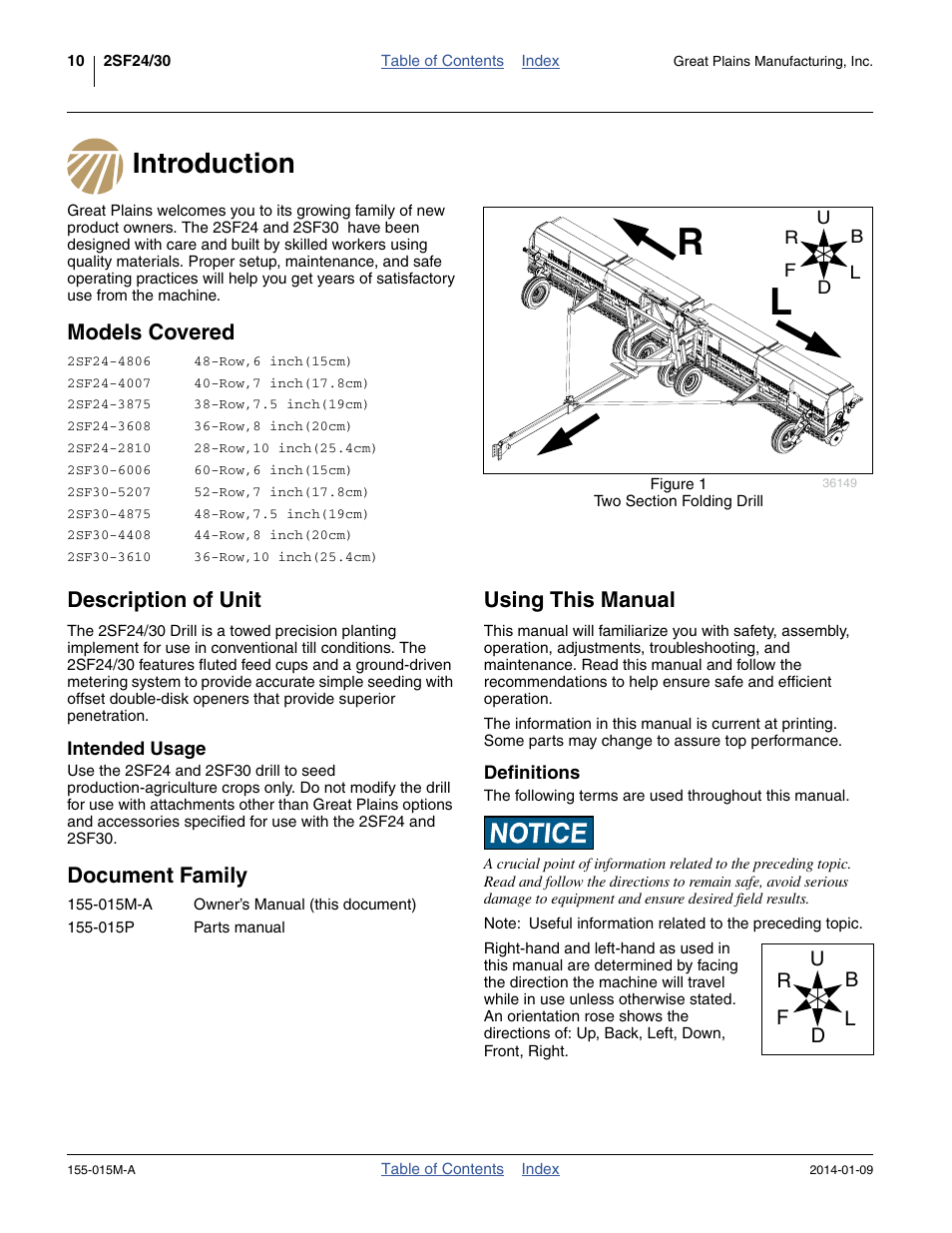 Introduction, Models covered, Description of unit | Intended usage, Document family, Using this manual, Definitions, Introduction models covered description of unit, Document family using this manual, Models covered description of unit | Great Plains 2SF30 Operator Manual User Manual | Page 14 / 90