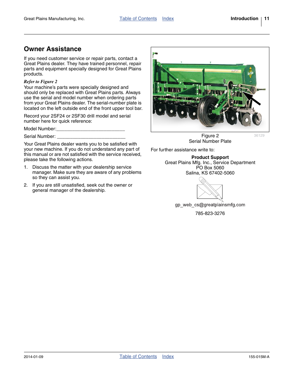 Owner assistance | Great Plains 2SF30 Operator Manual User Manual | Page 15 / 90