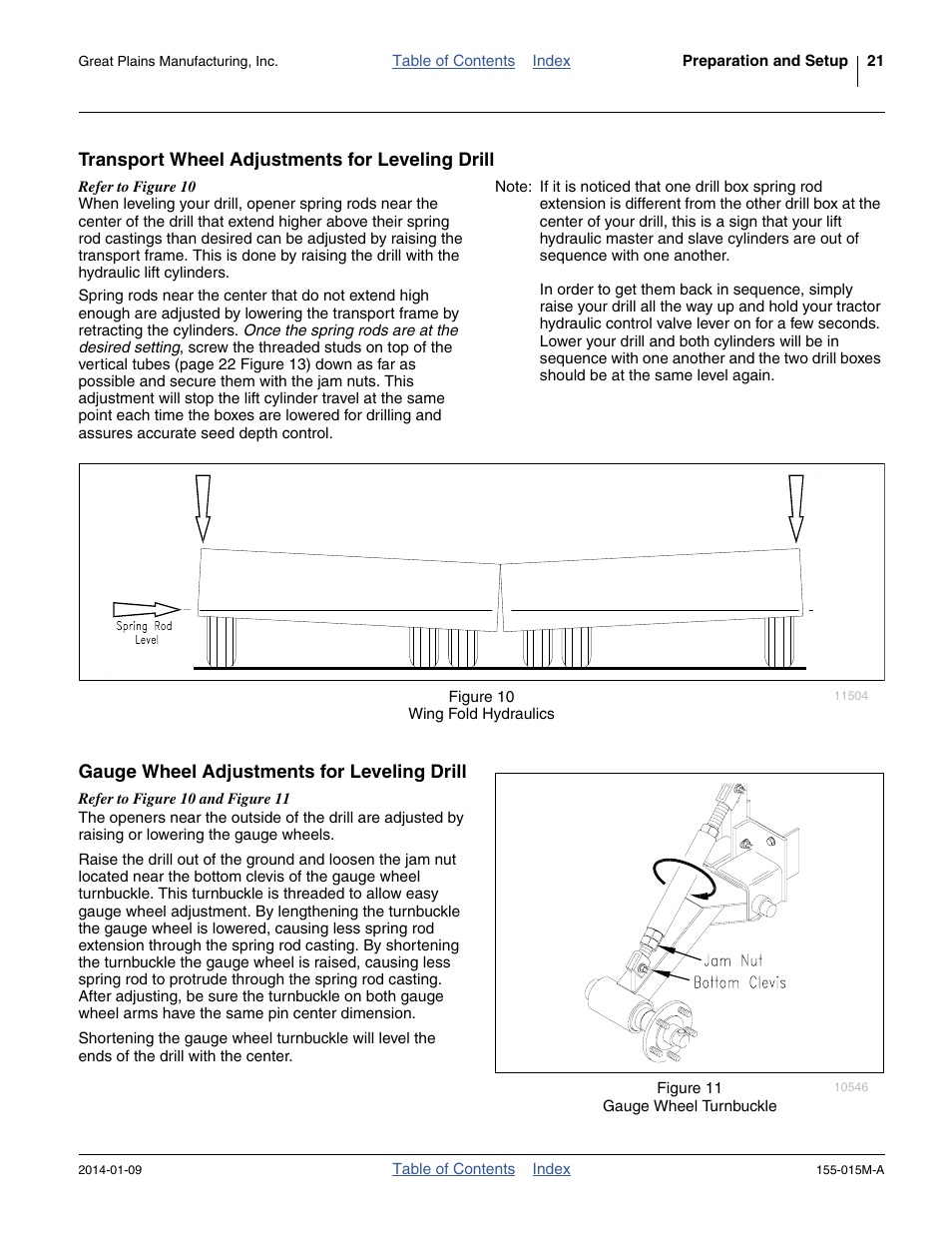 Transport wheel adjustments for leveling drill, Gauge wheel adjustments for leveling drill | Great Plains 2SF30 Operator Manual User Manual | Page 25 / 90