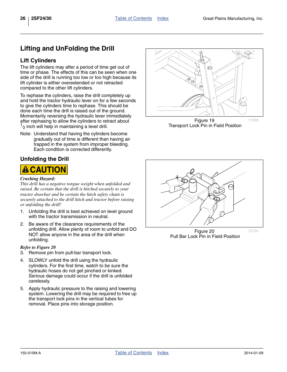 Lifting and unfolding the drill, Lift cylinders, Unfolding the drill | Lift cylinders unfolding the drill | Great Plains 2SF30 Operator Manual User Manual | Page 30 / 90