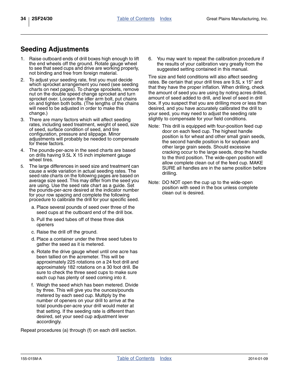 Seeding adjustments | Great Plains 2SF30 Operator Manual User Manual | Page 38 / 90
