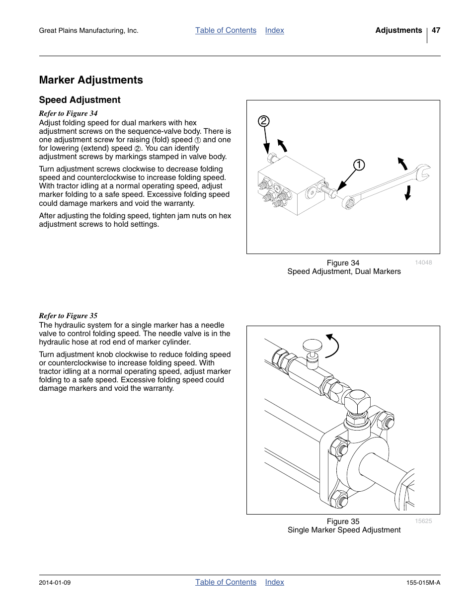 Marker adjustments, Speed adjustment | Great Plains 2SF30 Operator Manual User Manual | Page 51 / 90