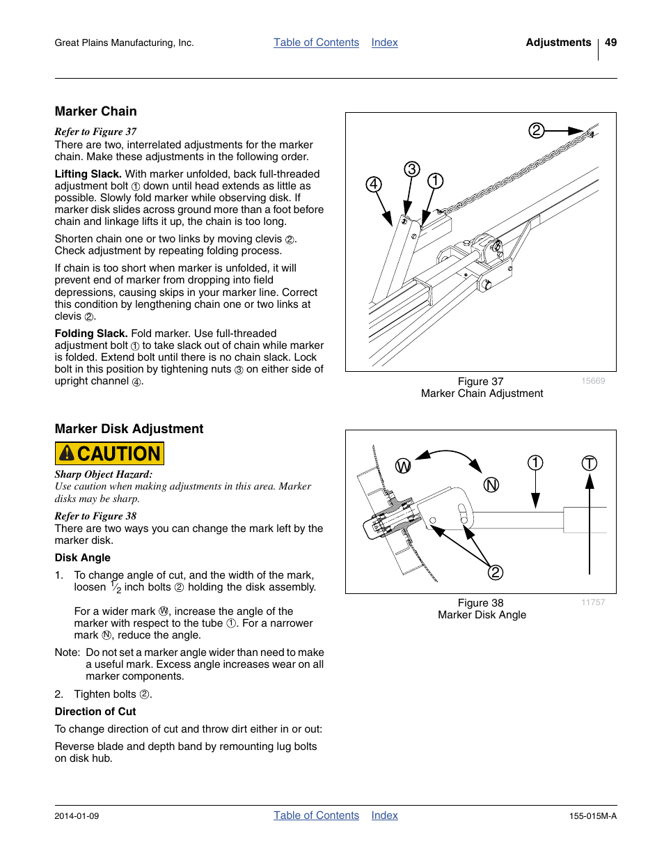 Marker disk adjustment, Nw 2 1 t | Great Plains 2SF30 Operator Manual User Manual | Page 53 / 90