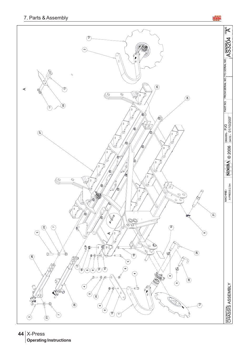 Aas 3204, X-press, 44 7. parts & assembly | Great Plains X-PresS 2008 Assembly Instructions User Manual | Page 10 / 72