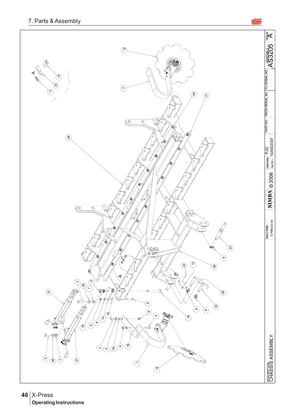 Aas 3205, X-press, 46 7. parts & assembly | Great Plains X-PresS 2008 Assembly Instructions User Manual | Page 12 / 72