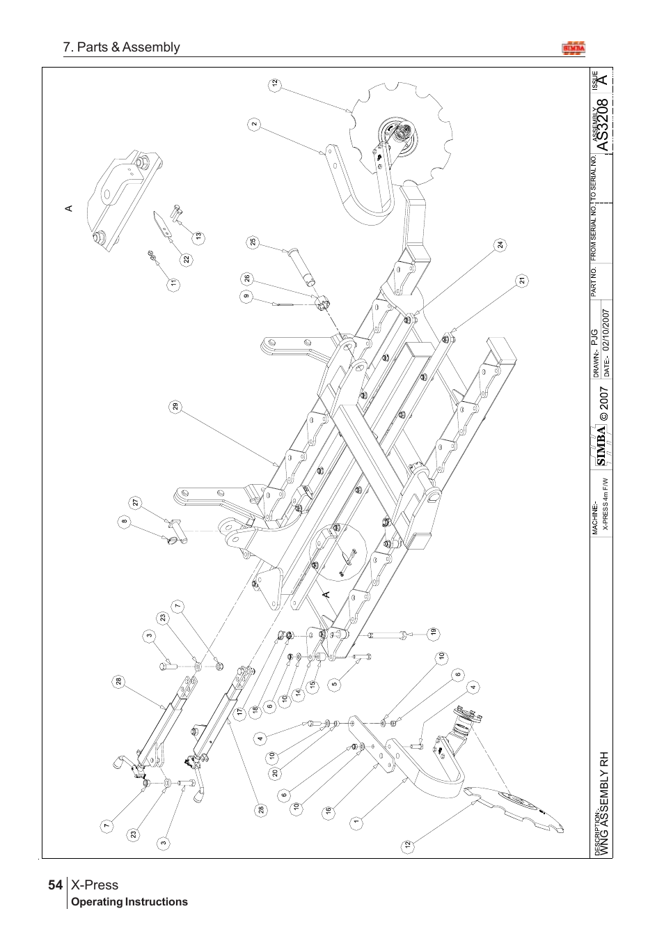 Aas 3208, X-press, 54 7. parts & assembly | Great Plains X-PresS 2008 Assembly Instructions User Manual | Page 20 / 72