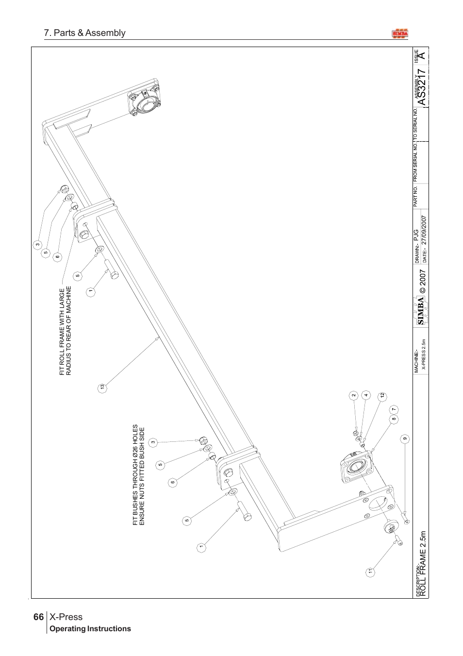 Aas 3217, X-press, 66 7. parts & assembly | Operating instructions | Great Plains X-PresS 2008 Assembly Instructions User Manual | Page 32 / 72