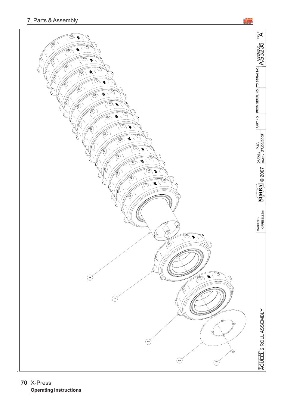 Aas 3235, X-press, 70 7. parts & assembly | Great Plains X-PresS 2008 Assembly Instructions User Manual | Page 36 / 72