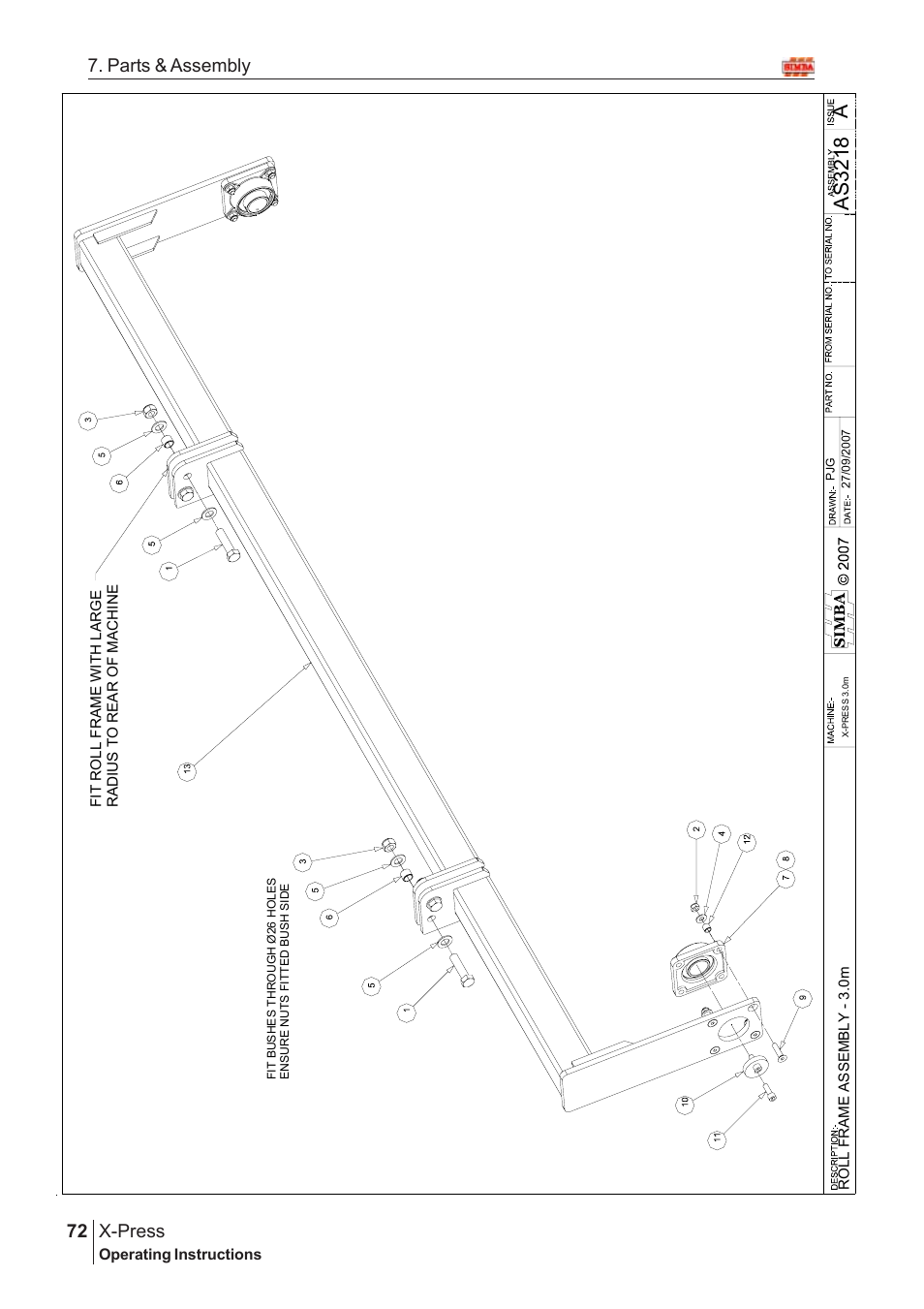 Aas 3218, X-press, 72 7. parts & assembly | Great Plains X-PresS 2008 Assembly Instructions User Manual | Page 38 / 72